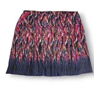 Lane Bryant Pleated Flowy Colorful Midi Skirt Pull-on Elastic Waist Size 22/24